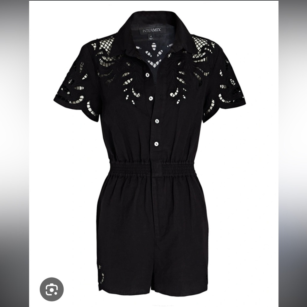 INTERMIX Black Lace Embroidered Jumpsuit